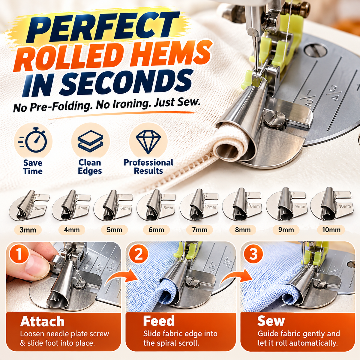 🔥Black Friday Special – Sewing Rolled Hemmer | Single or 8-Piece Set