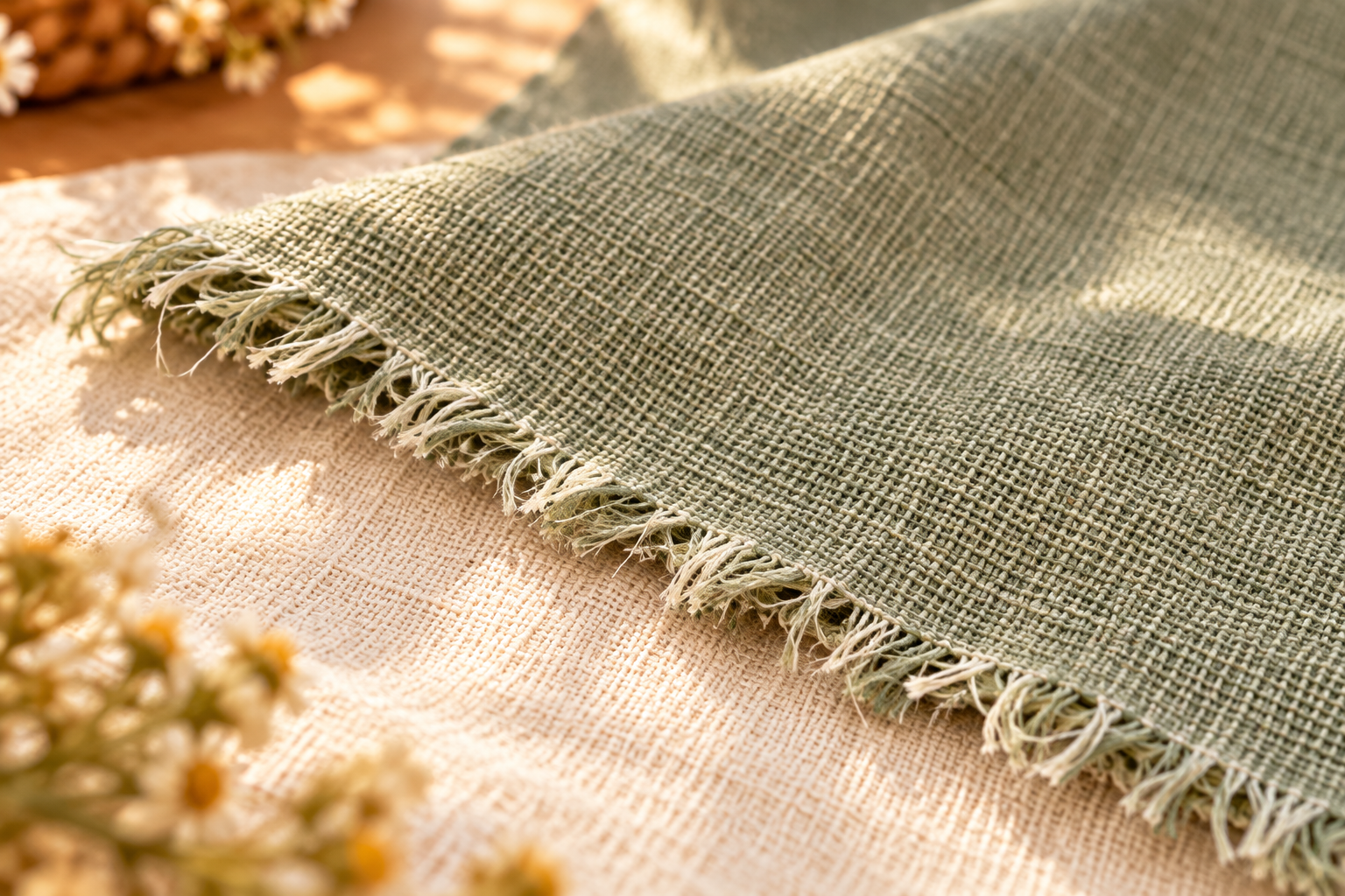 Illustration of an unfinished raw woven fabric edge