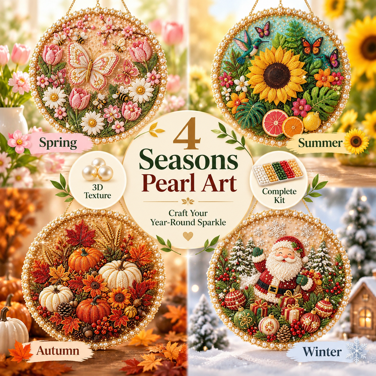 🎁DIY Pearl Art Wreath Kit – Seasonal Collection💎