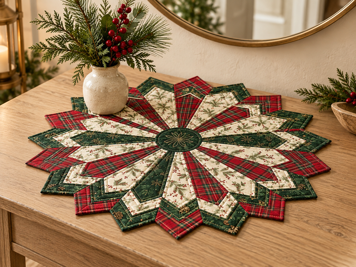Entryway console Christmas decorating idea