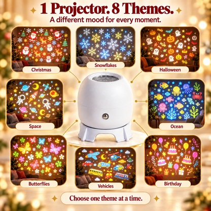 Limited-Time Offer: 50% OFF✨Moving Holiday Pattern Projector – 8-Theme & Music Options