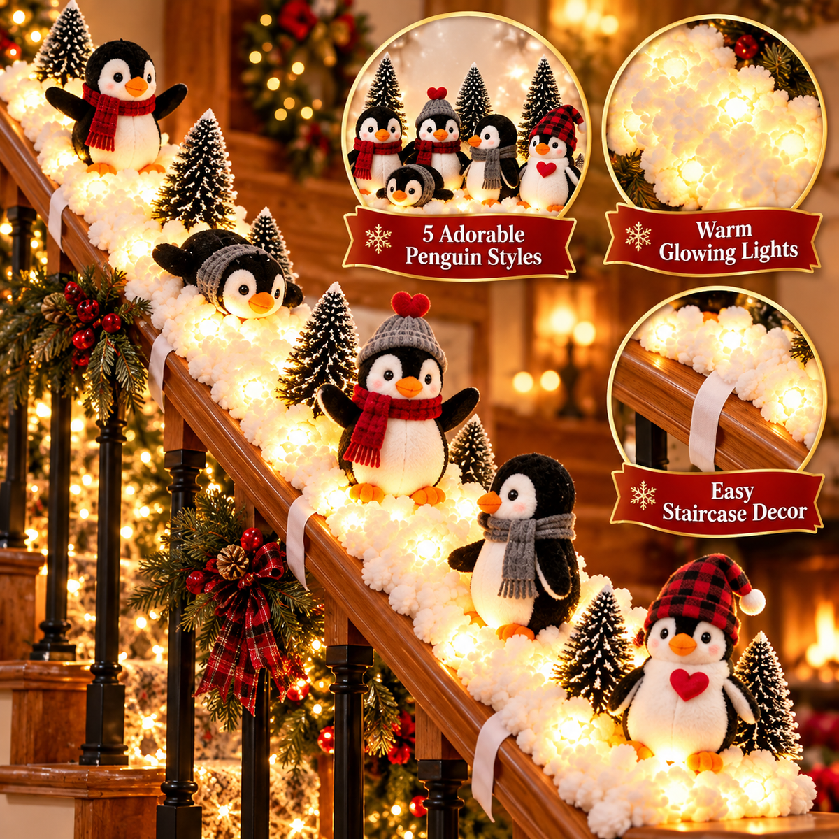 🐧The Penguin Staircase | Light-Up Christmas Decor ✨-1