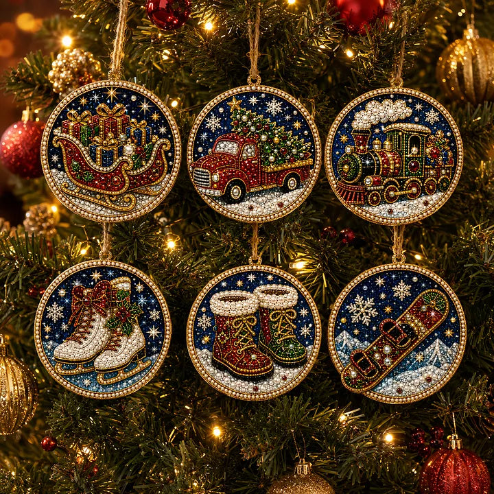 🎁DIY Christmas Diamond Painting Ornaments — 6-Piece Kit