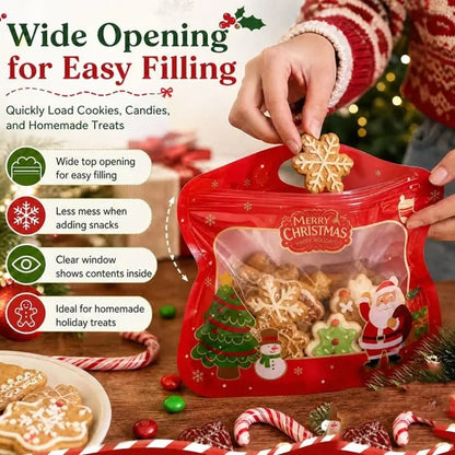 🎄 50% OFF | Christmas Self-Sealing Treat Bags – Cute Holiday Bags for Cookies & Candy 🎁