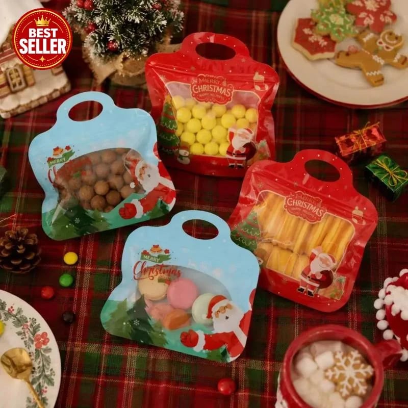 🎄 50% OFF | Christmas Self-Sealing Treat Bags – Cute Holiday Bags for Cookies & Candy 🎁