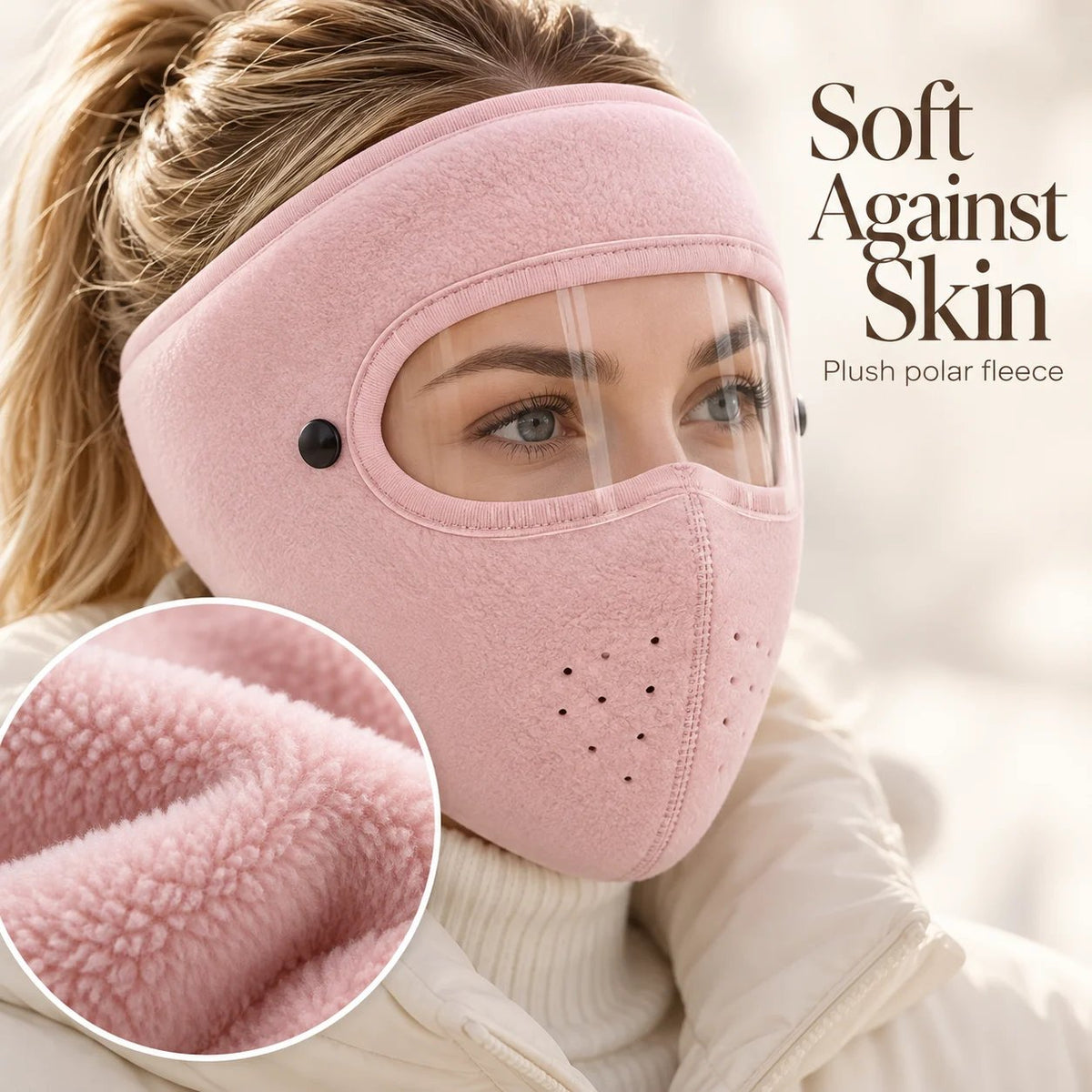 ❄️ 50% OFF | Cozy Fleece Winter Face Mask with Removable Clear Eye Shield-1
