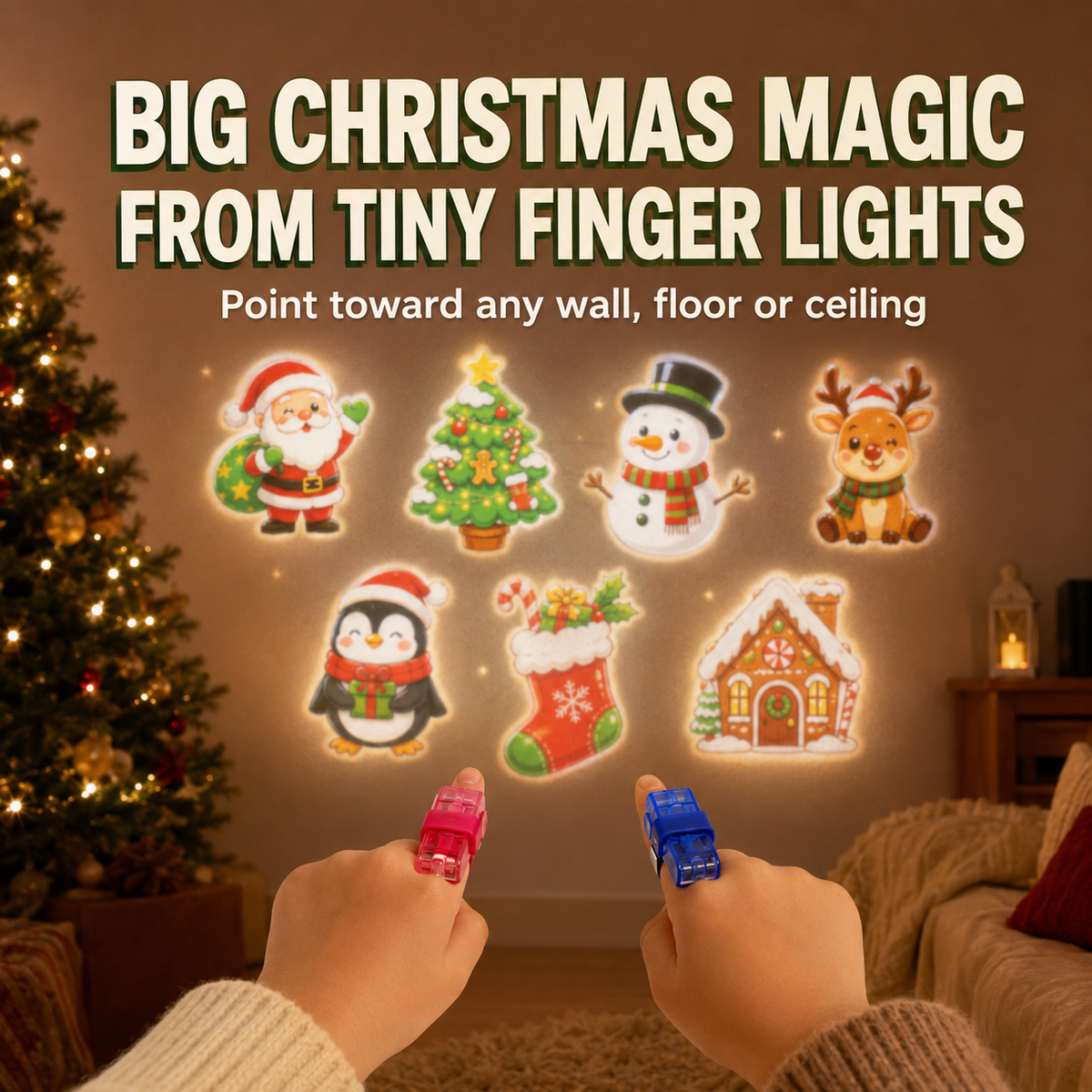 🎄 Christmas Finger Projector Lights – Stocking Stuffers & Party Favors