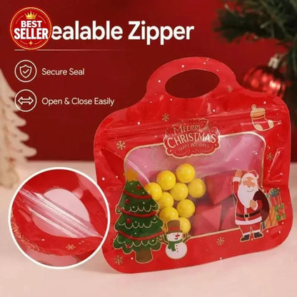 🎄 50% OFF | Christmas Self-Sealing Treat Bags – Cute Holiday Bags for Cookies & Candy 🎁