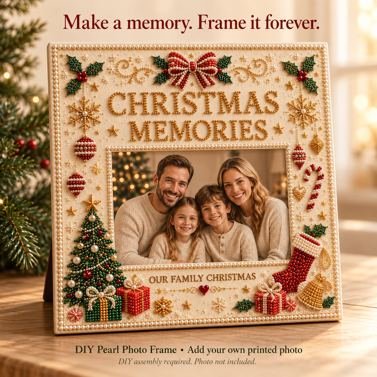 🎄❤️ DIY Christmas Pearl Art Photo Frame – Create Memories Together-1