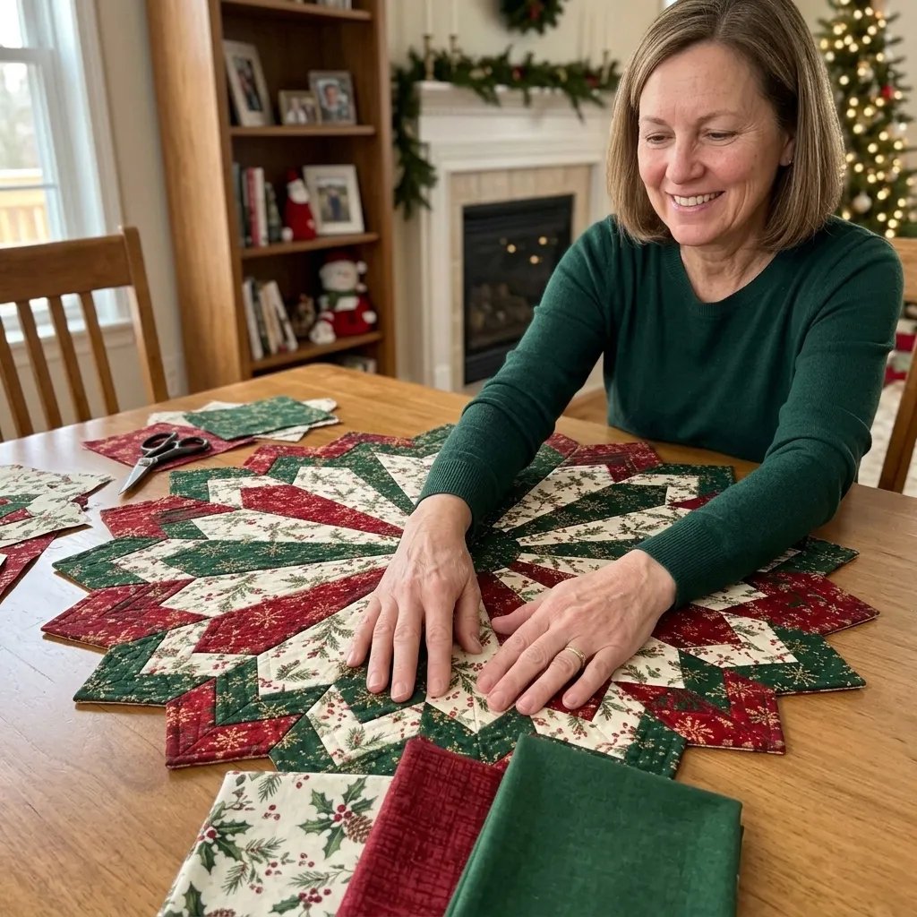 🎄 Limited-Time 50% OFF | Christmas Star Table Mat – Ready-Made or DIY Fabric Kit-1