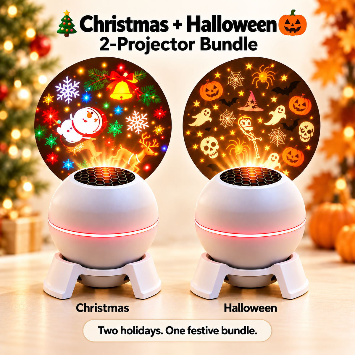 Limited-Time Offer: 50% OFF✨Moving Holiday Pattern Projector – 8-Theme & Music Options