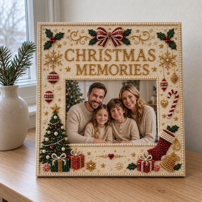 🎄❤️ DIY Christmas Pearl Art Photo Frame – Create Memories Together-1