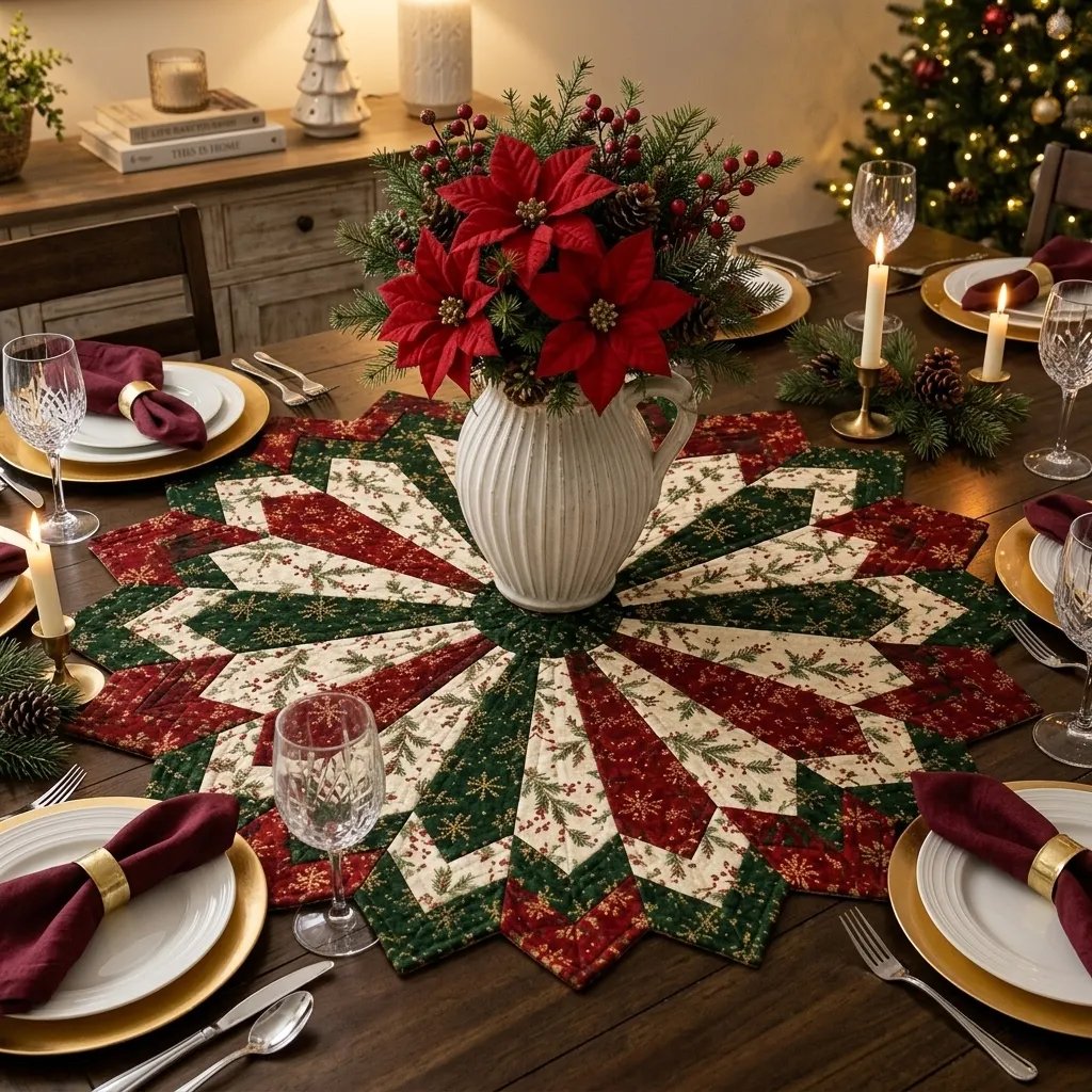 🎄 Limited-Time 50% OFF | Christmas Star Table Mat – Ready-Made or DIY Fabric Kit-1