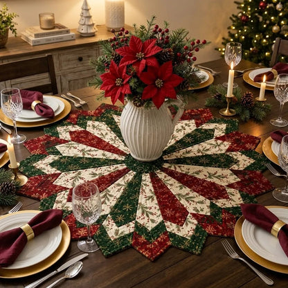 🎄 Limited-Time 50% OFF | Christmas Star Table Mat – Ready-Made or DIY Fabric Kit-1