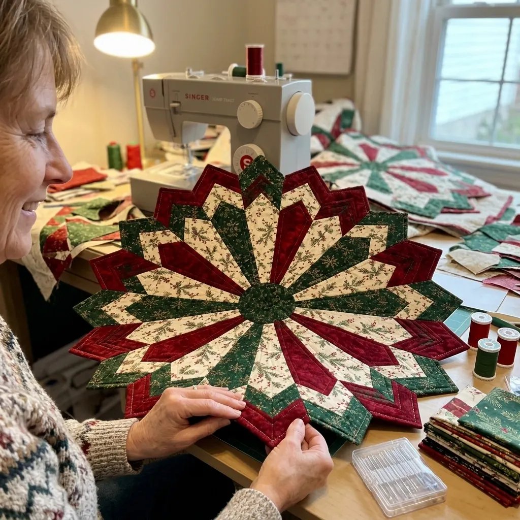 🎄 Limited-Time 50% OFF | Christmas Star Table Mat – Ready-Made or DIY Fabric Kit-1