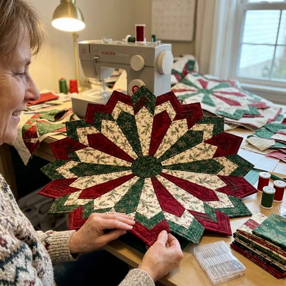 🎄 Limited-Time 50% OFF | Christmas Star Table Mat – Ready-Made or DIY Fabric Kit-1