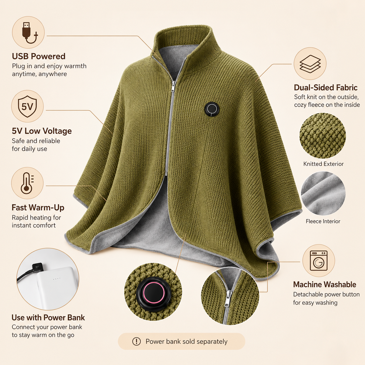 🔥 Today 50% Off 🔥 Wearable Heated Shawl — Your Everyday Layer of Warmth