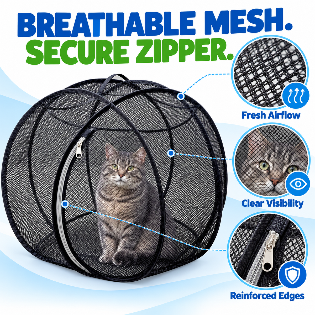 🐱🌿  A Little Adventure for Your Cat – Breathable Pop-Up Playpen-1
