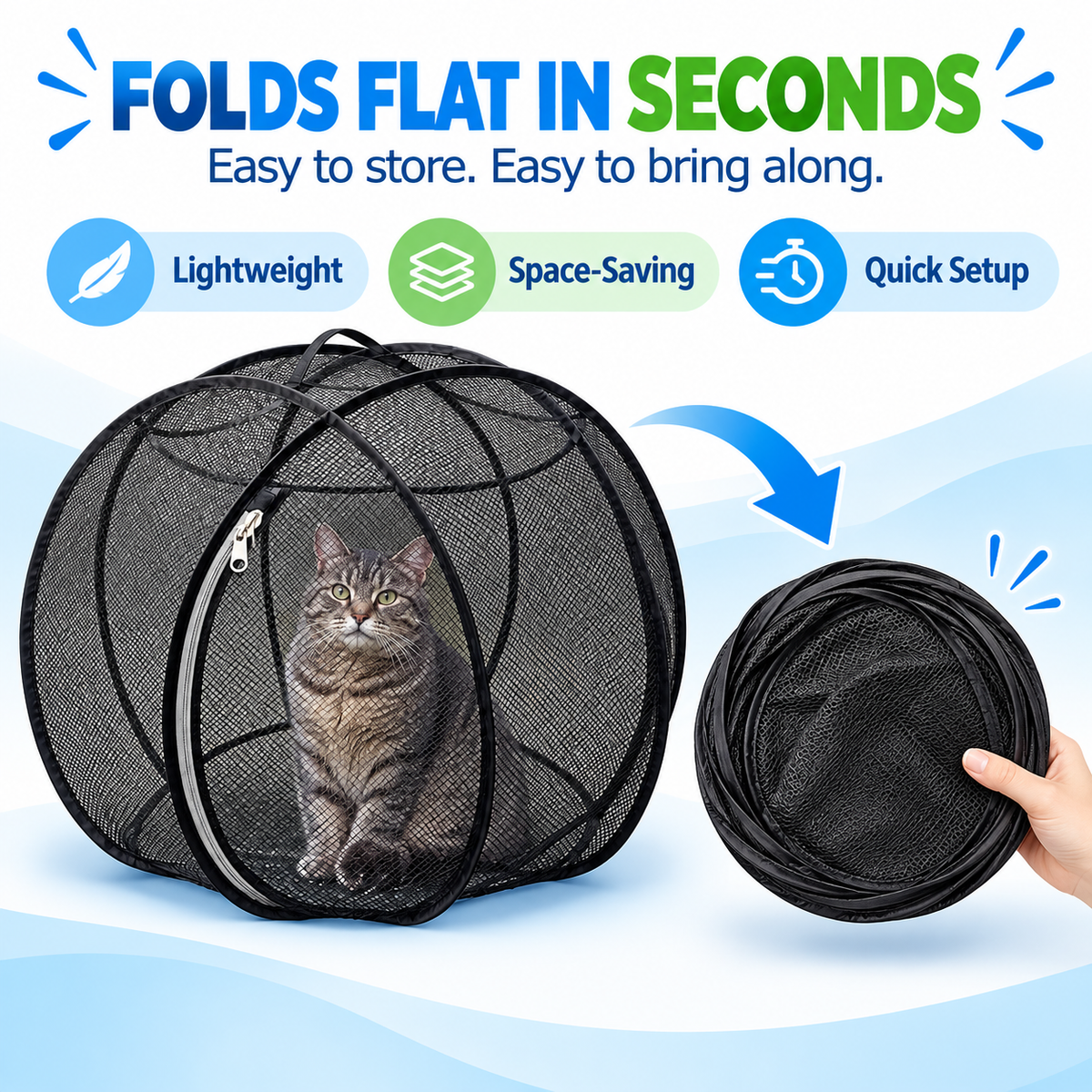 🐱🌿  A Little Adventure for Your Cat – Breathable Pop-Up Playpen-1
