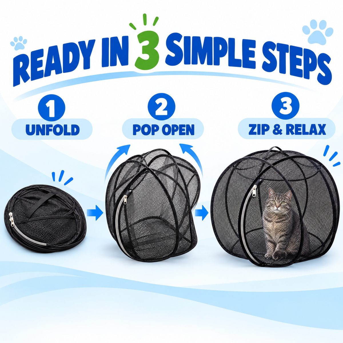 🐱🌿  A Little Adventure for Your Cat – Breathable Pop-Up Playpen-1