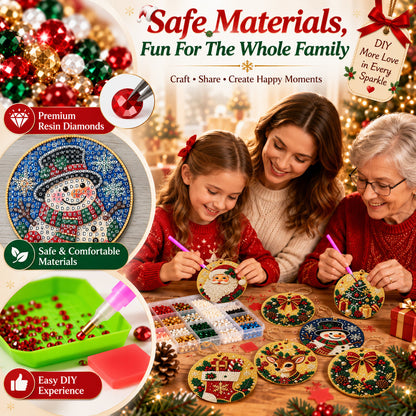 🎄 Christmas DIY Diamond Painting Ornament Kit – 6 Sparkling Ornaments ✨