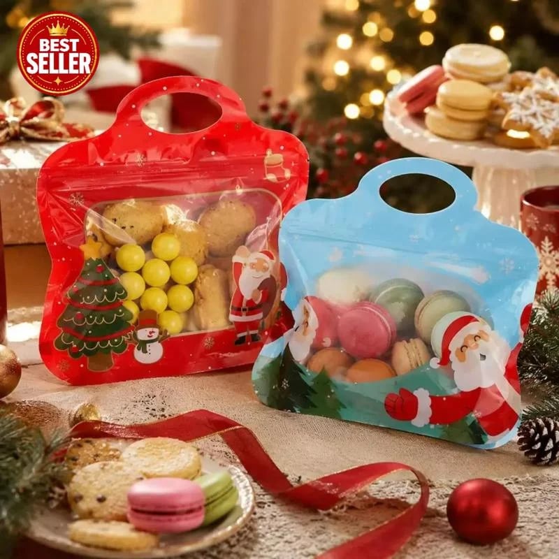 🎄 50% OFF | Christmas Self-Sealing Treat Bags – Cute Holiday Bags for Cookies & Candy 🎁