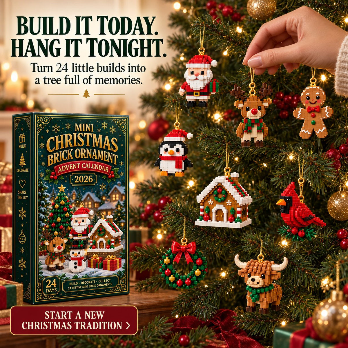 🎄 Christmas Special – 24-Day Mini Brick Ornament Advent Calendar