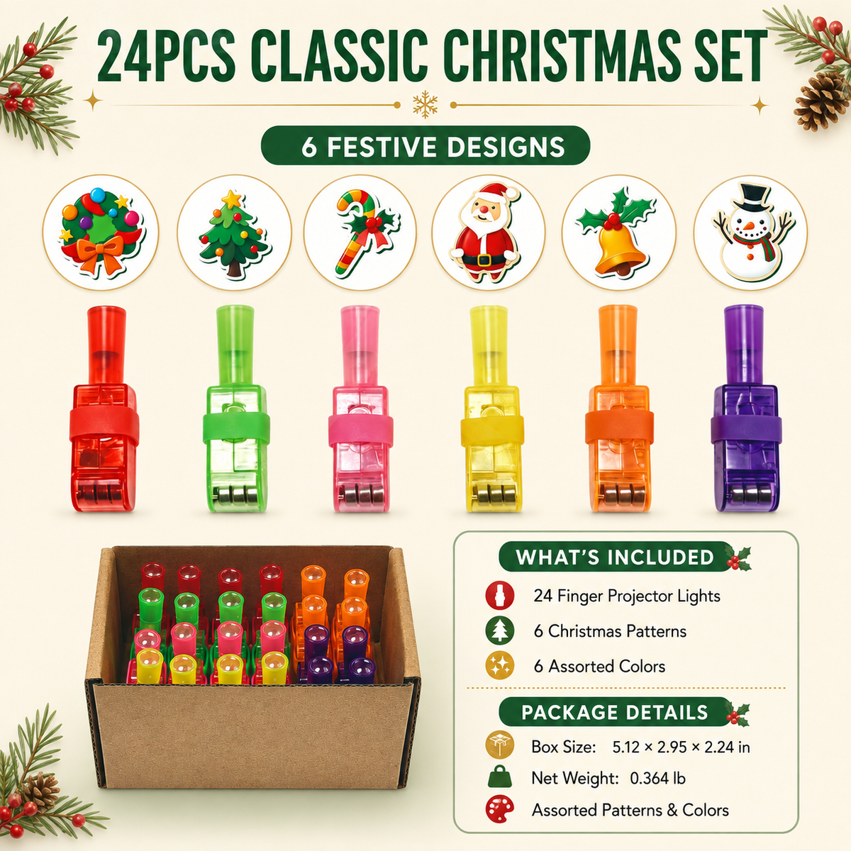 🎄 Christmas Finger Projector Lights – Stocking Stuffers & Party Favors