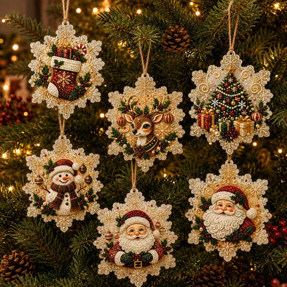 🎁DIY Christmas Diamond Painting Ornaments — 6-Piece Kit