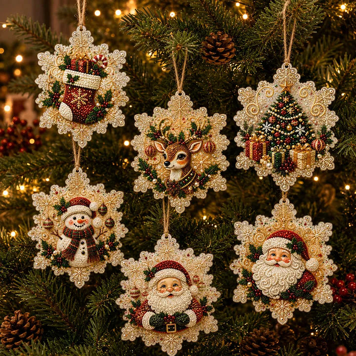 Three steps for completing the DIY Christmas diamond painting ornaments