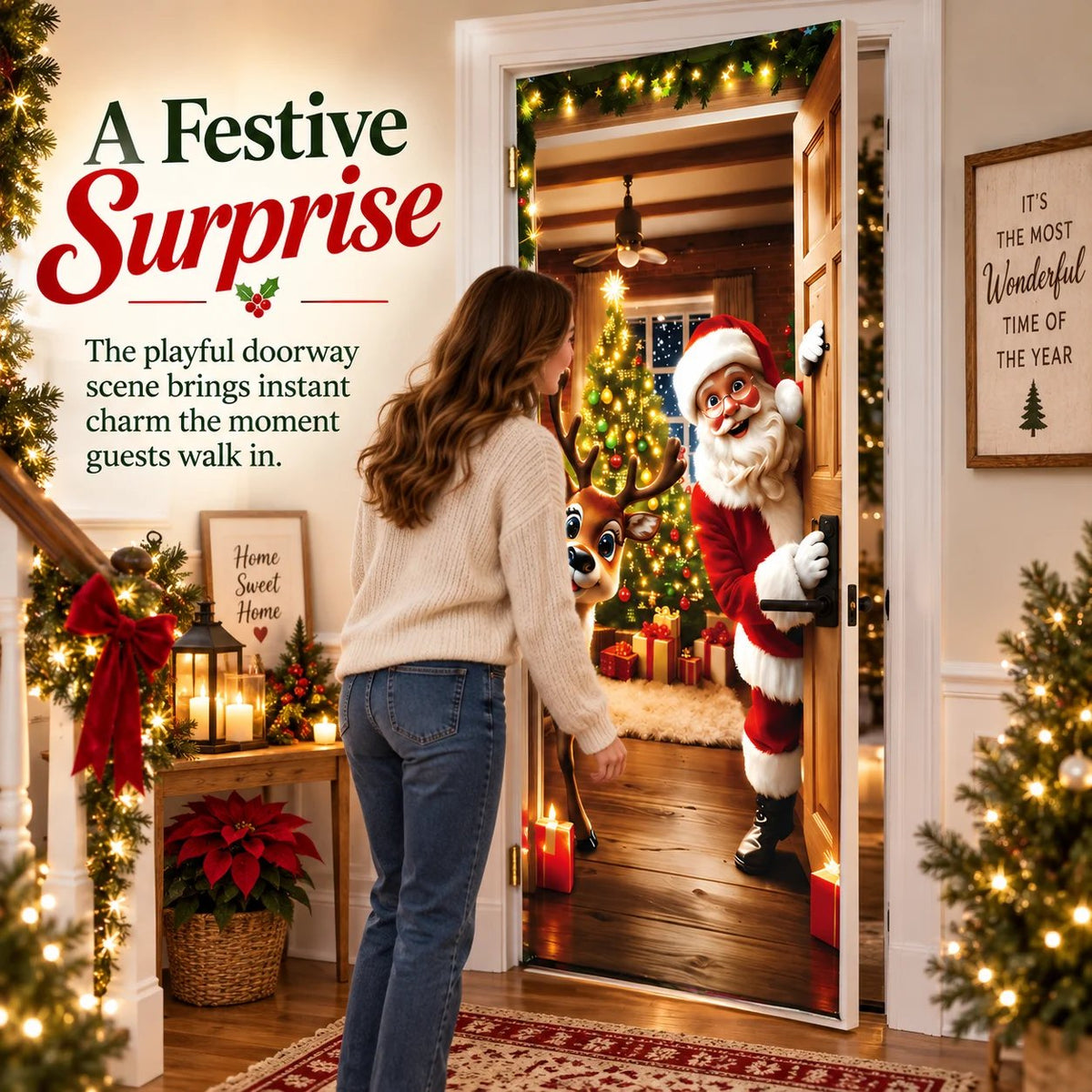 🎅 Christmas Door Cover Collection – Festive Full-Door Holiday Decor