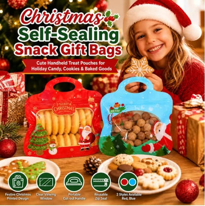 🎄 50% OFF | Christmas Self-Sealing Treat Bags – Cute Holiday Bags for Cookies & Candy 🎁