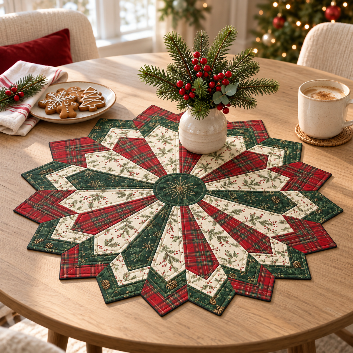 🎄 Limited-Time 50% OFF | Christmas Star Table Mat – Ready-Made or DIY Fabric Kit-1