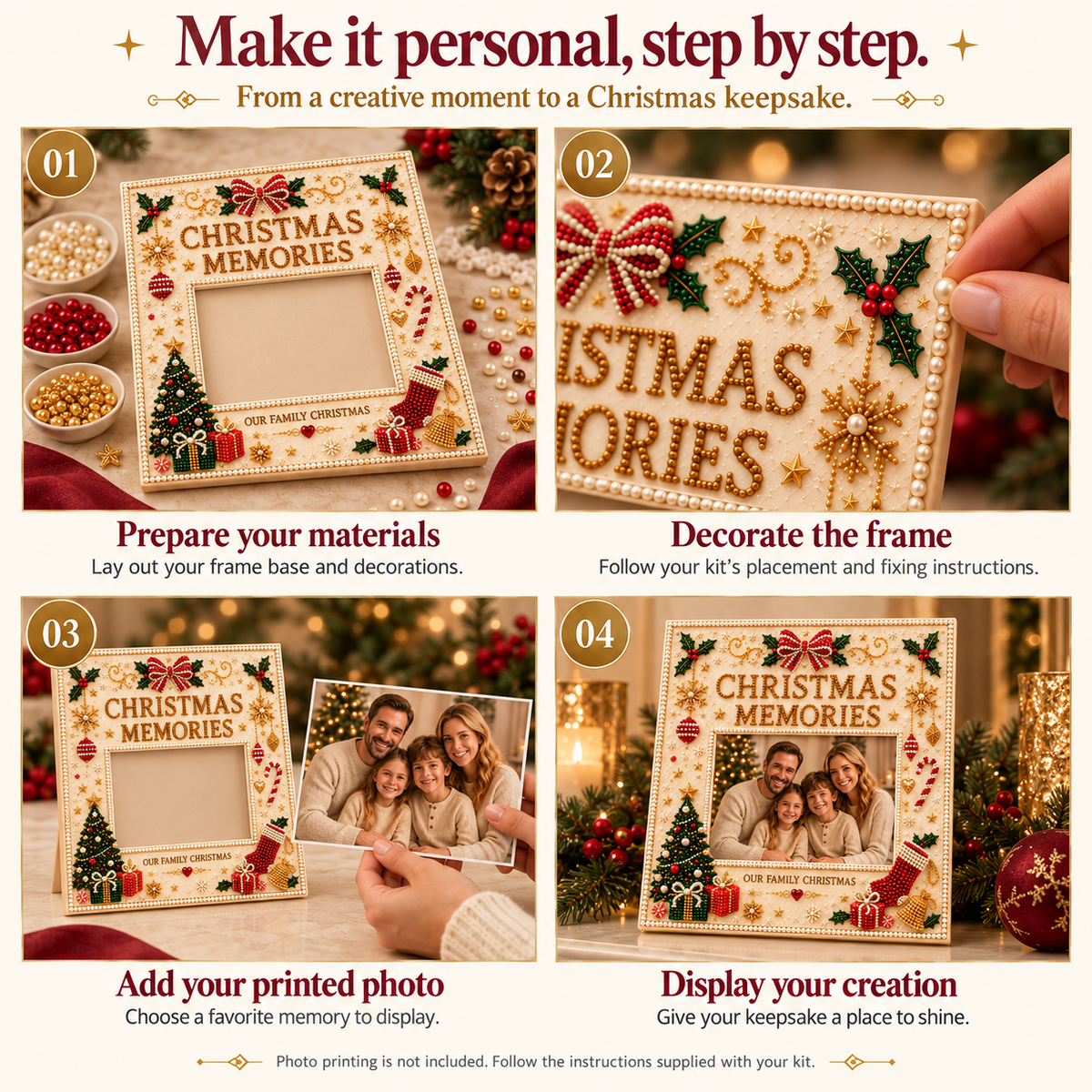 🎄❤️ DIY Christmas Pearl Art Photo Frame – Create Memories Together-1