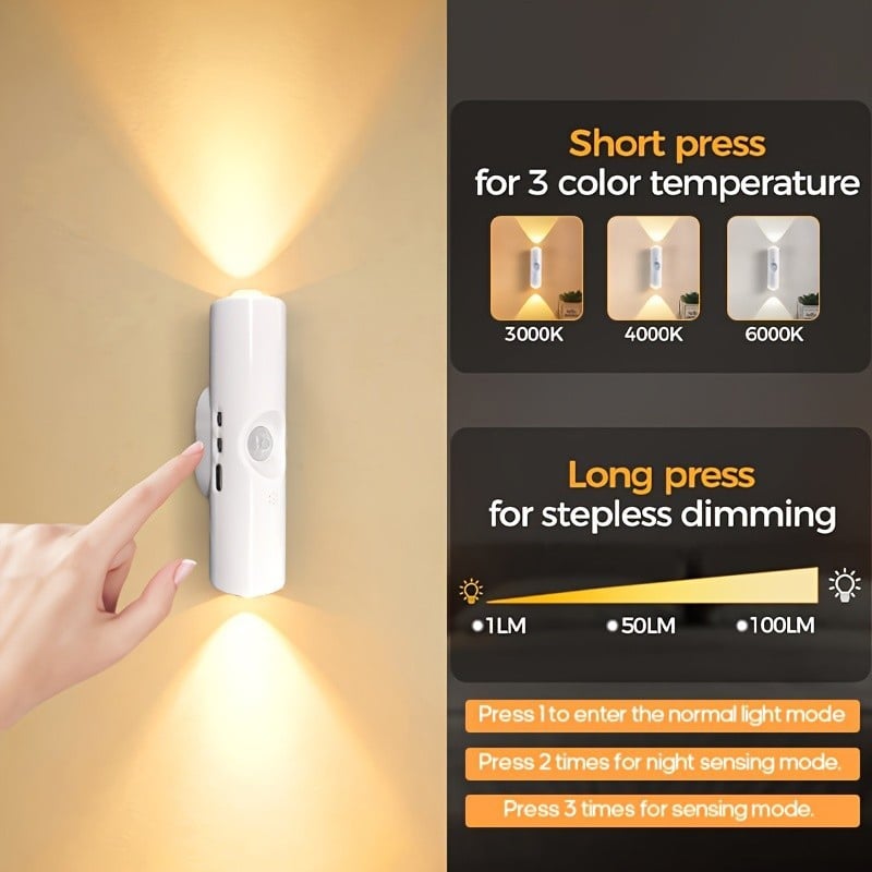 🎁 Christmas Buy 2, Get 1 Free | Rechargeable Motion Sensor Wall Light – 3-Tone or 7-Color-1