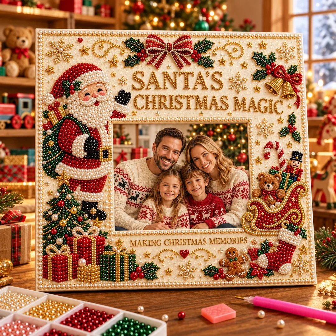 🎄❤️ DIY Christmas Pearl Art Photo Frame – Create Memories Together