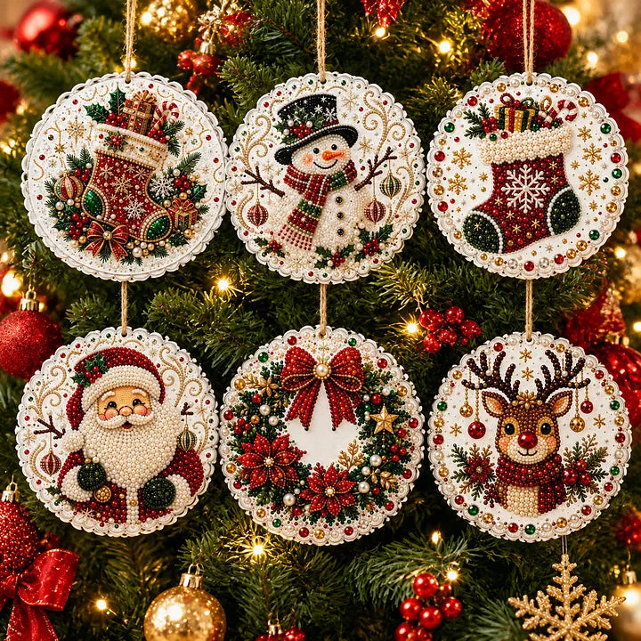 🎁DIY Christmas Diamond Painting Ornaments — 6-Piece Kit