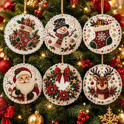 🎁DIY Christmas Diamond Painting Ornaments — 6-Piece Kit