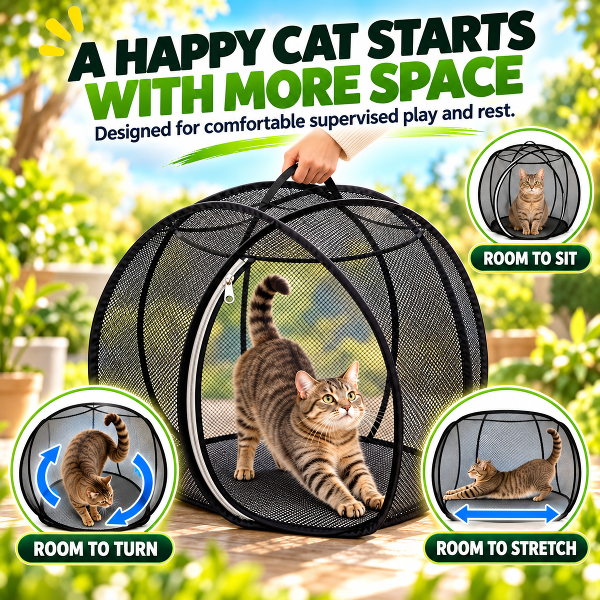 🐱🌿  A Little Adventure for Your Cat – Breathable Pop-Up Playpen-1