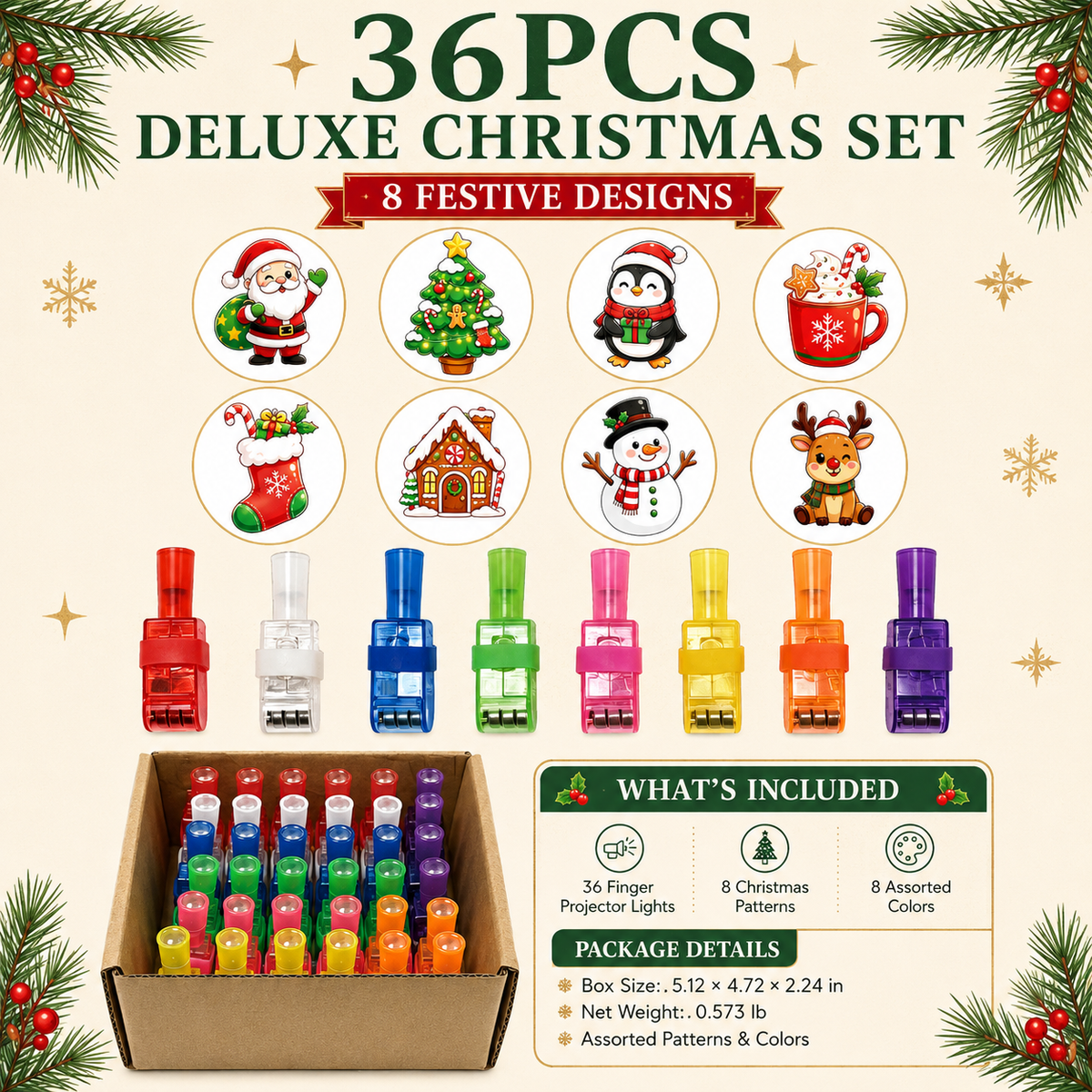 🎄 Christmas Finger Projector Lights – Stocking Stuffers & Party Favors