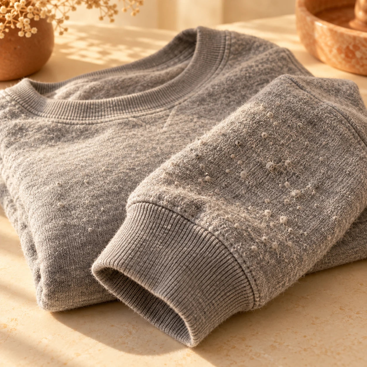 Pilling on a grey sweatshirt