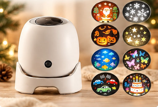 8-in-1 projector with eight interchangeable theme previews
